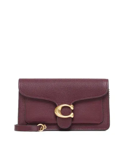 Coach Tabby Logo Plaque Chained Clutch Bag In Red