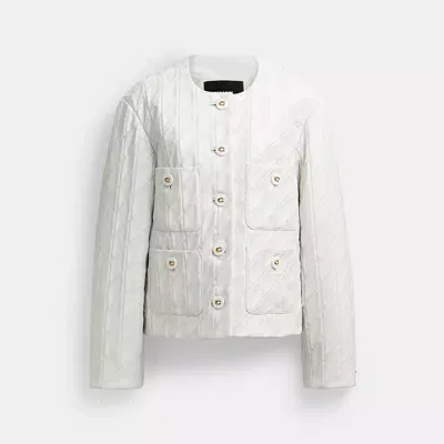 Coach Gesteppte Cardigan-jacke Aus Leder In White