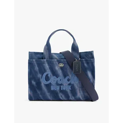 Coach Womens Midnight Navy Cargo Tie-dye Cotton Tote Bag In Navy Fabric