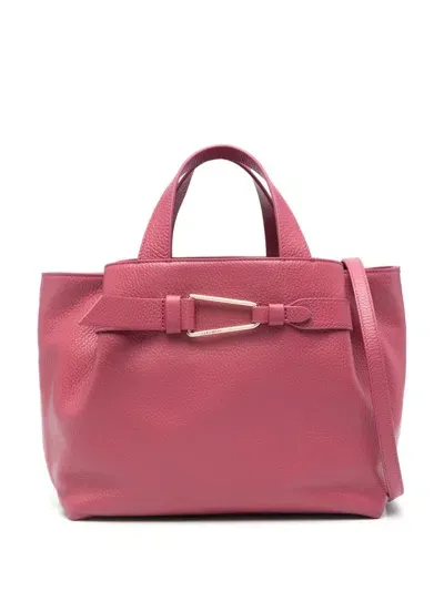 Coccinelle Logo-debossed Leather Tote Bag In Pink