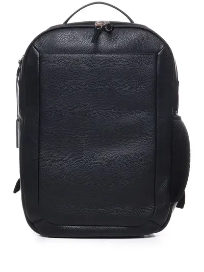 Coccinelle Zipped Leather Backpack In Black