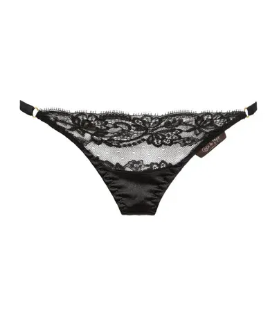 Coco De Mer Hera Leavers Lace Thong In Black