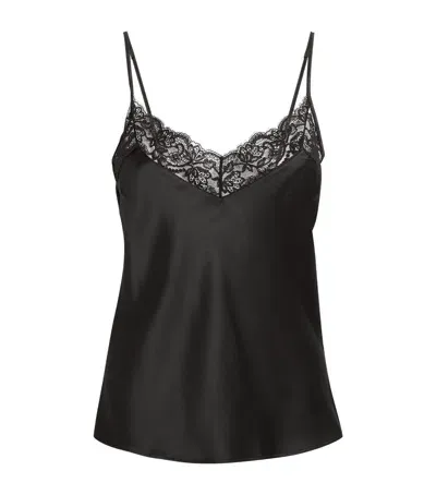 Coco De Mer Silk And Lace Camisole Top In Black