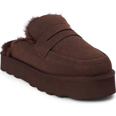 Coconuts By Matisse Stowe Faux Fur Platform Loafer In Chocolate