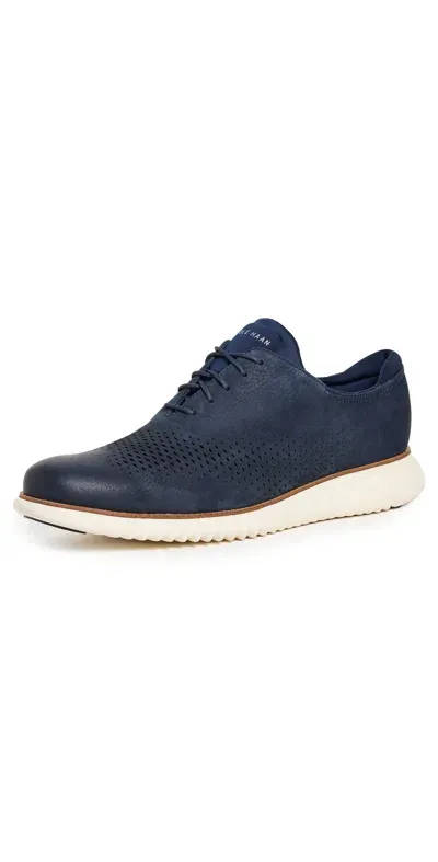 Cole Haan 2.zerogrand Laser Wingtip Oxfords Navy Blazer/nubuck/ivory