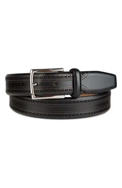 Cole Haan Brogue Leather Belt In Black