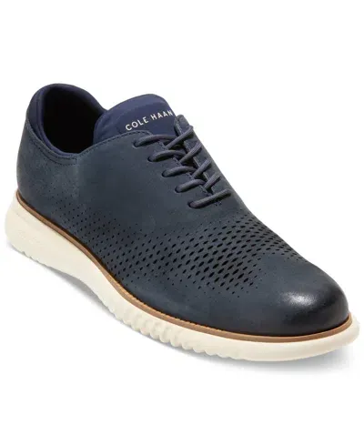 Cole Haan Men's 2.zerogrand Laser Wing Oxford Shoes In Navy Blazer Nubuck,ivory