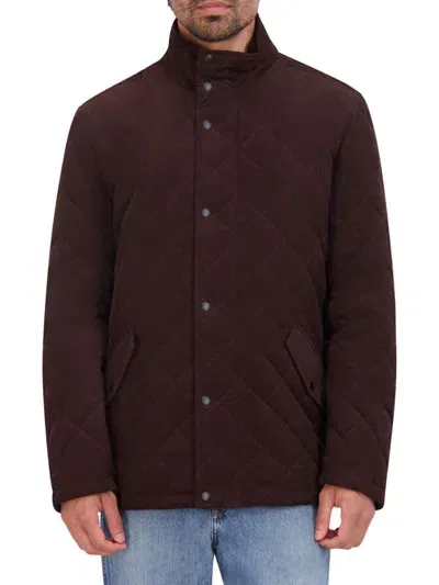 Cole Haan Men's Mockneck Quilted Corduroy Jacket In Chocolate