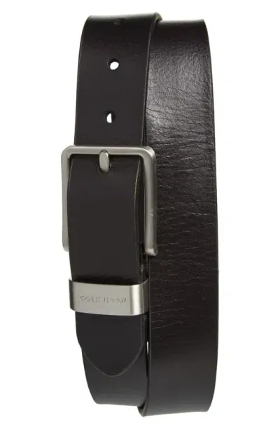 Cole Haan Metal Loop Leather Belt In Black