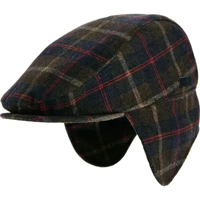 Cole Haan Plaid Cap With Ear Flaps In Olive Multi