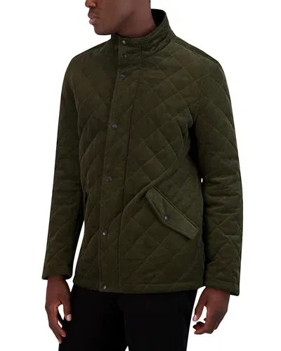 Cole Haan Men's Mockneck Quilted Corduroy Jacket In Olive