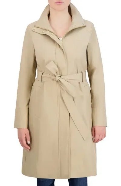 Cole Haan Cotton Rain Trench Coat In Khaki