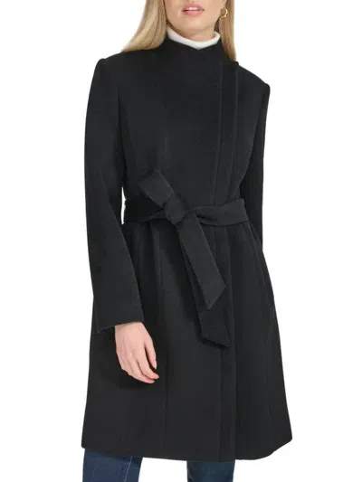 Cole Haan Women's Double Breast Wool Blend Coat In Black