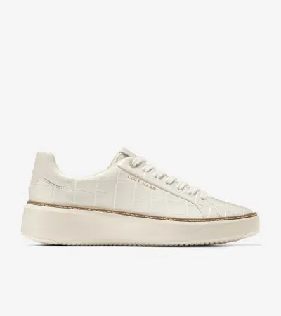 Cole Haan Women's Grandprø Topspin Sneaker - White Size 6.5 In Ivory Croc Print