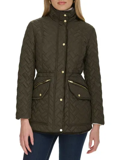 Cole Haan Women's Quilted Button Front Jacket In Olive