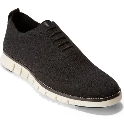 Cole Haan Zerogrand Stitchlite Wing Oxford In Black Wool/ivory