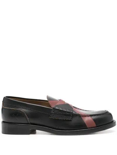 College Leather Loafers In Ant. Black X Wine