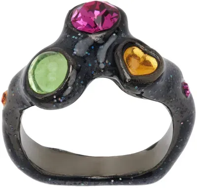 Collina Strada Black Florence Ring In Glitter Black