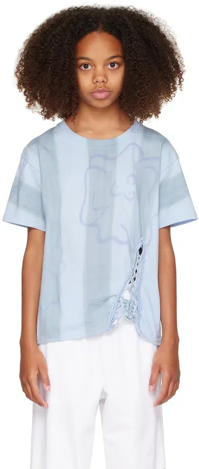 Collina Strada Kids Blue Tie-dyed T-shirt In Storm Blue Flower St