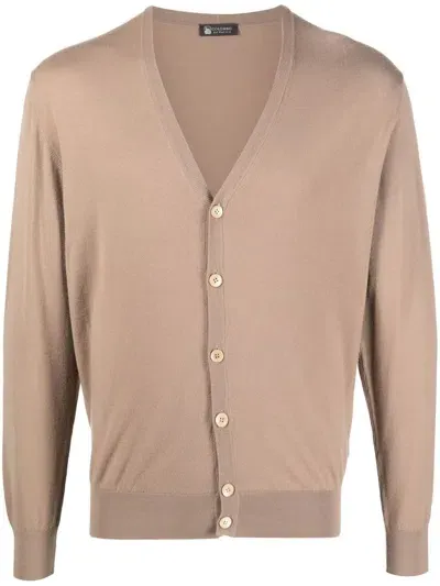 Colombo Button-down Knit Cardigan In Nude