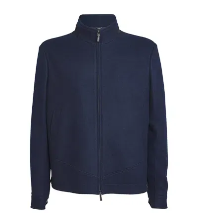 Colombo Cashmere-blend Suede Trim Jacket In Navy