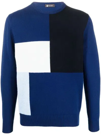 Colombo Colour-block Cashmere Jumper In Blue