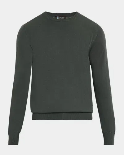 Colombo Men's Kid Cashmere Crewneck Sweater In Militare