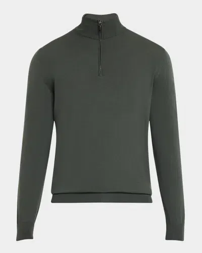 Colombo Men's Kid Wool Quarter-zip Sweater In Militare