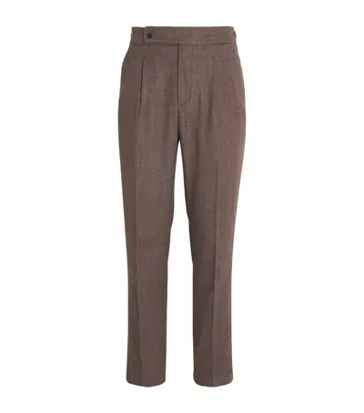 Colombo Silk-cashmere Tailored Trousers In Brown