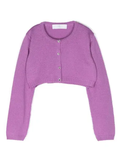 Colorichiari Kids' Cropped Cardigan In Purple