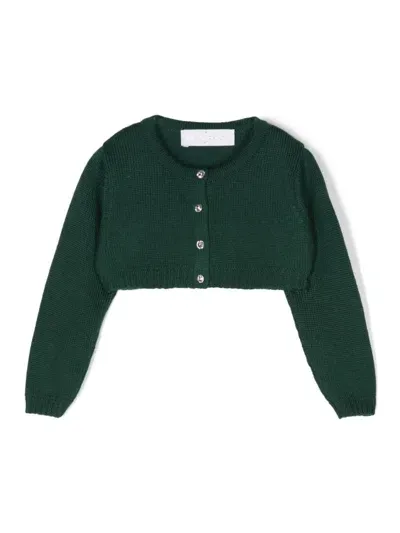 Colorichiari Babies' Crystal-embellished Cardigan In 绿色