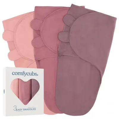 Comfy Cubs Easy Swaddle Blanket In Blush, Mauve, Mulberry