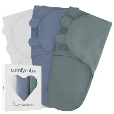 Comfy Cubs Easy Swaddle Blanket In Stone, Nomadic Blue, Azul