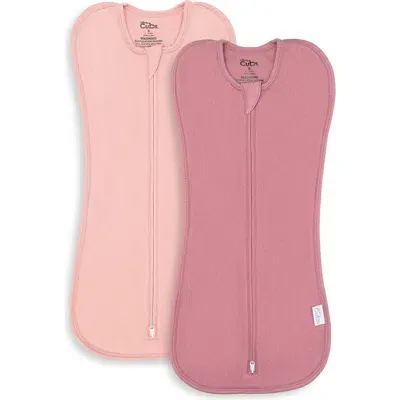 Comfy Cubs Swaddle Blanket Baby Girl Boy Easy Zipper Wrap 2 Pack Newborn Infant Sleep Sack In Blush, Mauve