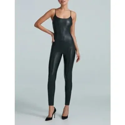 Commando Faux Leather Cami Catsuit In Black