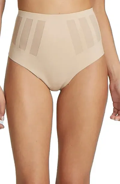 Commando Luxe Control High Waist Shaping Thong In Beige