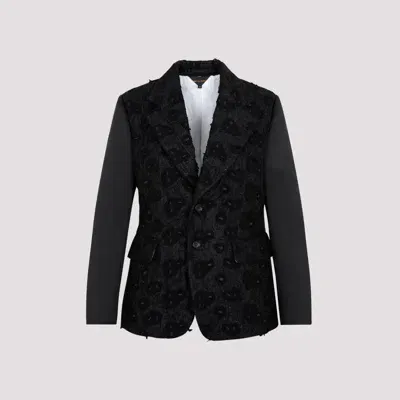 Comme Des Garçons Embroidered Single-breasted Blazer In Black X Black