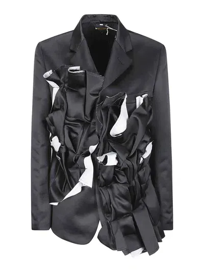 Comme Des Garçons Satin Ruched Jacket In Negro