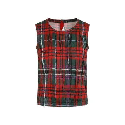 Comme Des Garçons Tartan Check-pattern Satin Top In  Pattern