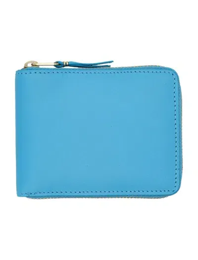 Comme Des Garçons Classic Zip Around Small Wallet In Blue