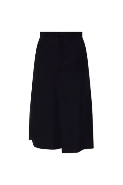 Comme Des Garçons Comme Des Garçons Asymmetric Hem Midi Skirt In Navy