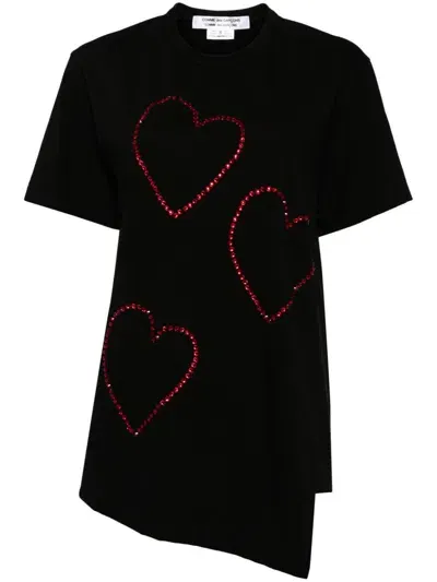 Comme Des Garçons Comme Des Garçons Crystal Embellishment T-shirt In Black