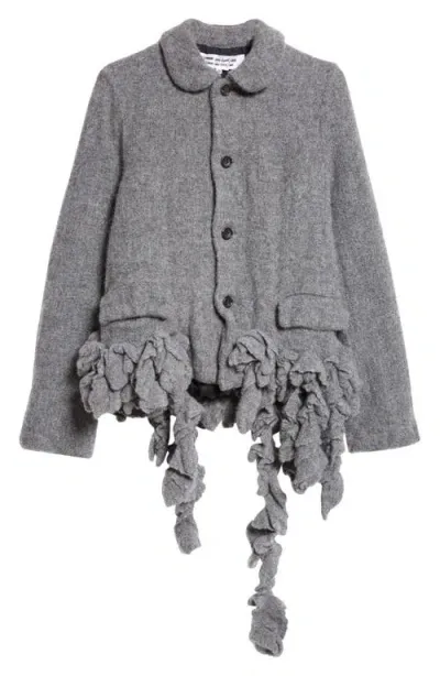 Comme Des Garçons Comme Des Garçons Ruffled Wool-blend Jacket In Medium Grey