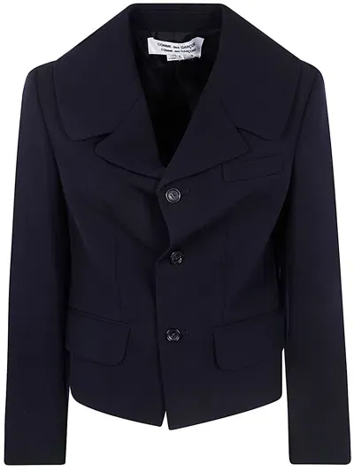 Comme Des Garçons Comme Des Garçons Comme Des Garçons Comme Des Garçon Twill Buttoned Blazer In Blue