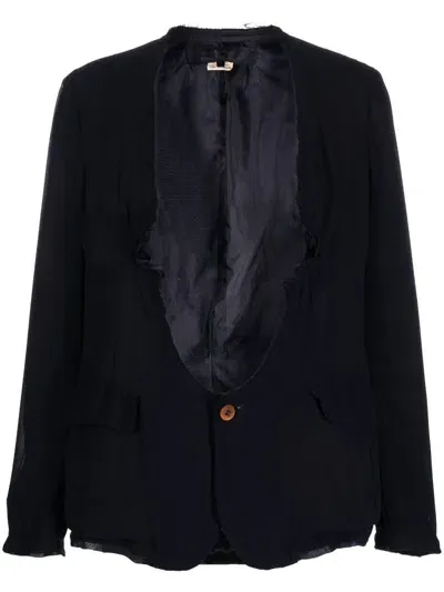 Comme Des Garçons Comme Des Garçons Raw-edge Single-button Blazer In Black