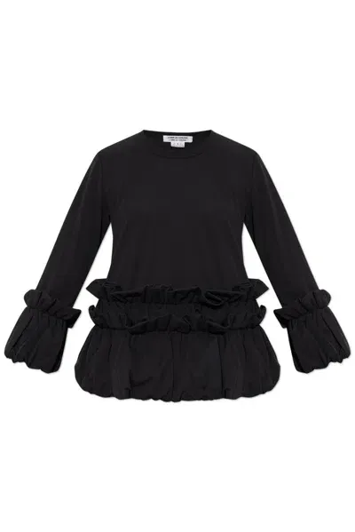 Comme Des Garçons Comme Des Garçons Ruffled Crewneck Top In Black