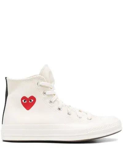 Comme Des Garçons Converse Small Red Heart High-top Sneakers In White