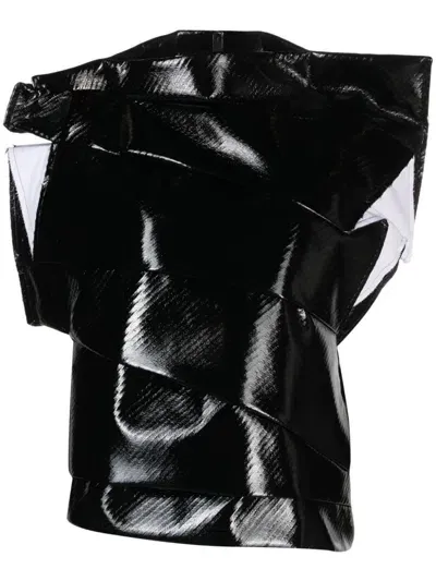 Comme Des Garçons Deconstructed Faux-leather Vest In Black