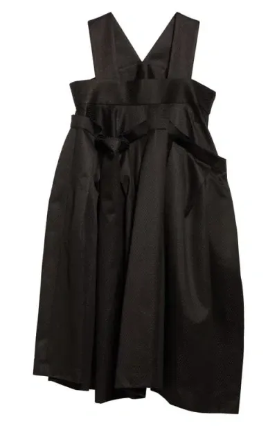 Comme Des Garçons Dobby Dot Square Neck Dress In Black