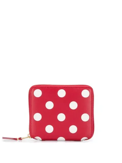 Comme Des Garçons Dot Leather Wallet In Red